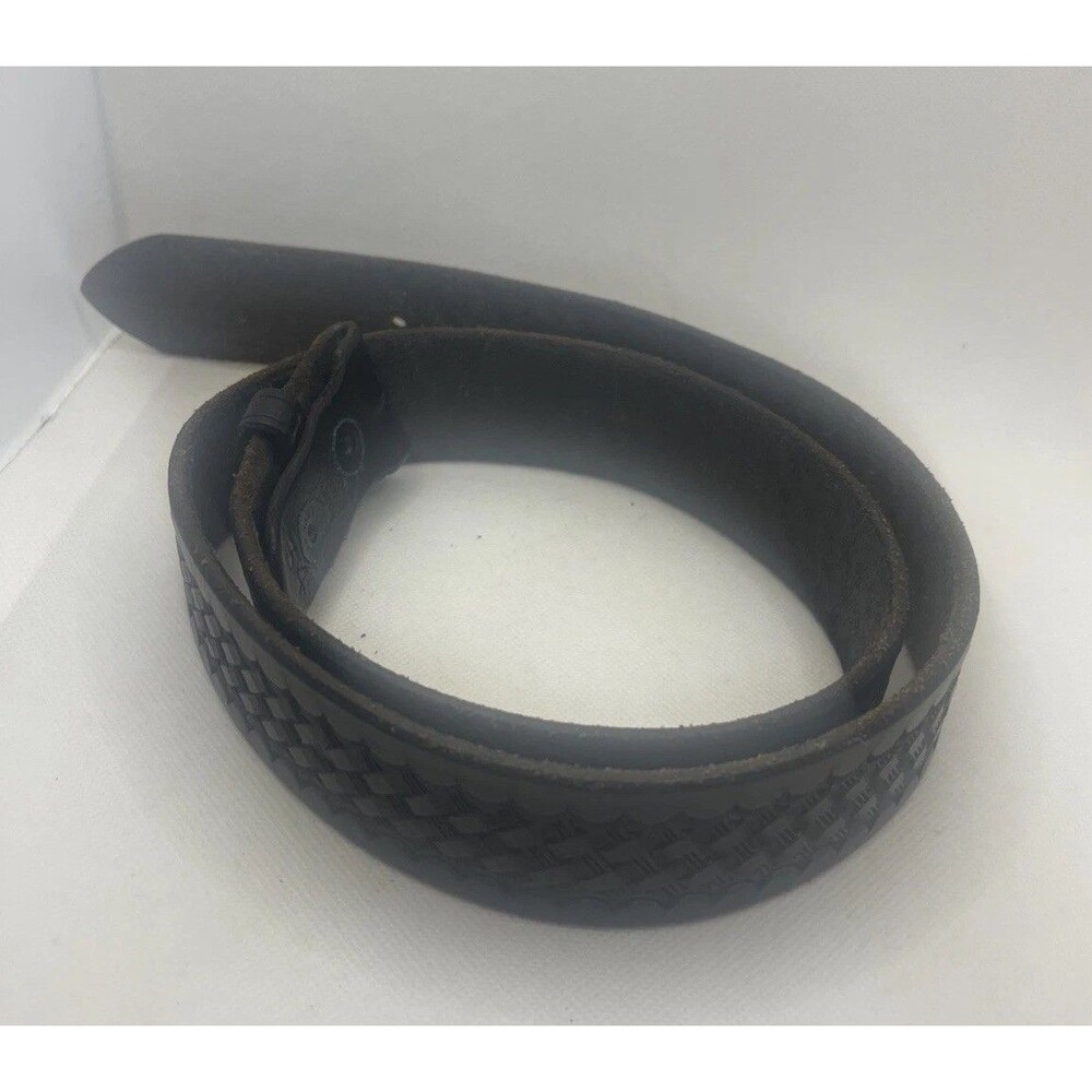 Tex Shoemaker & Sons Basketweave Black Leather Belt Western  Size 34 No Buckle